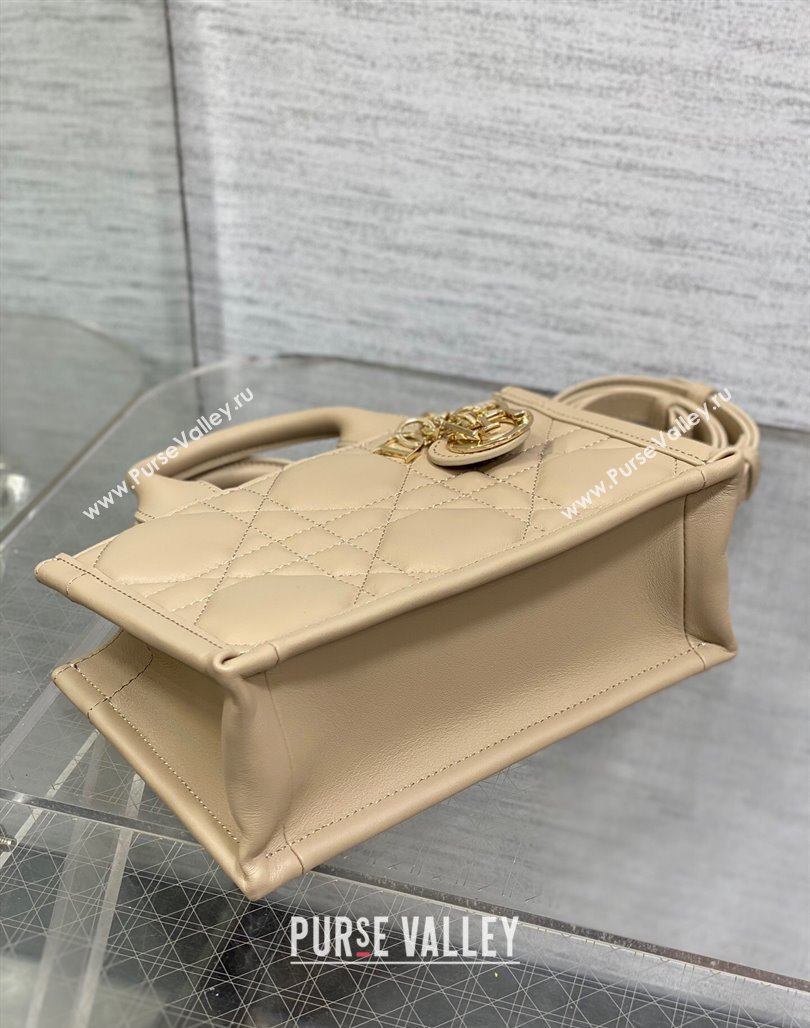 Dior Mini Book Tote Bag in Macrocannage Calfskin with Strap Beige 2024 (XXG-240523011)