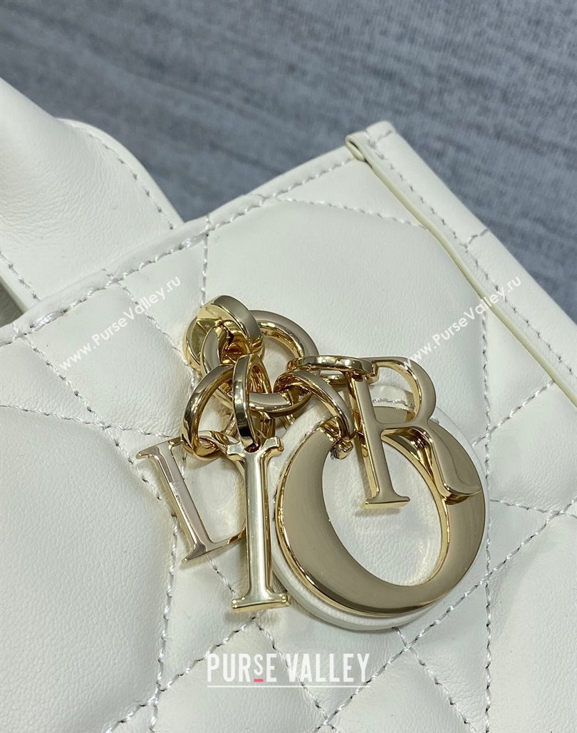 Dior Mini Book Tote Bag in Macrocannage Calfskin with Strap White 2024 (XXG-240523012)