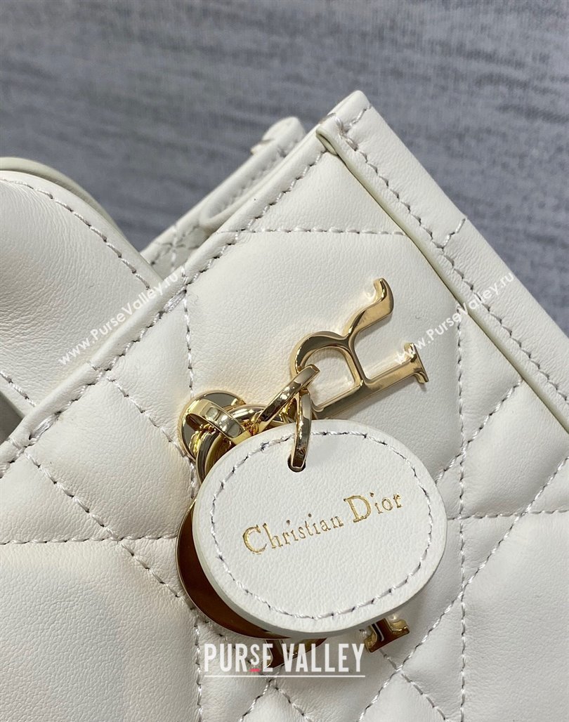 Dior Mini Book Tote Bag in Macrocannage Calfskin with Strap White 2024 (XXG-240523012)