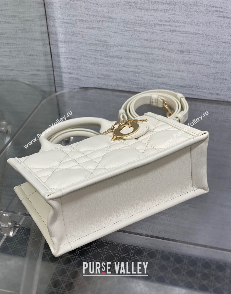 Dior Mini Book Tote Bag in Macrocannage Calfskin with Strap White 2024 (XXG-240523012)