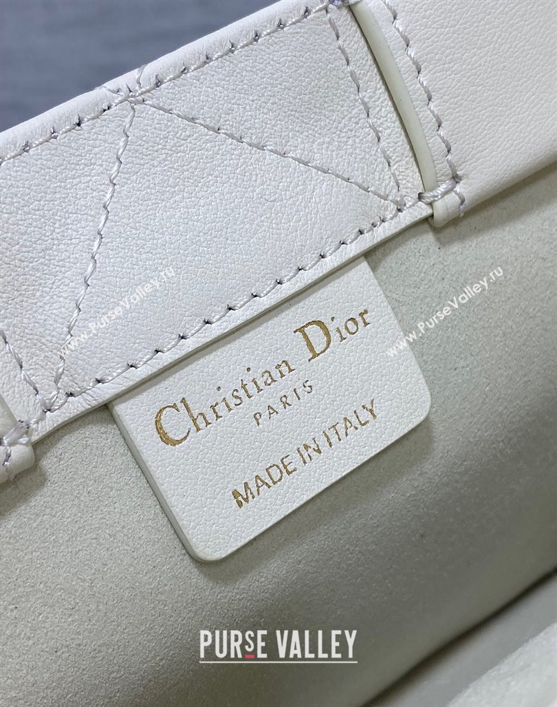 Dior Mini Book Tote Bag in Macrocannage Calfskin with Strap White 2024 (XXG-240523012)