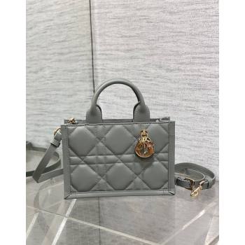 Dior Mini Book Tote Bag in Macrocannage Calfskin with Strap Grey 2024 (XXG-240523013)