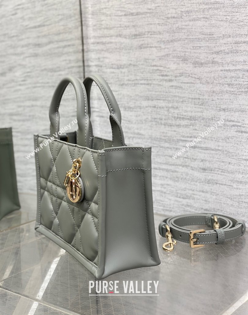 Dior Mini Book Tote Bag in Macrocannage Calfskin with Strap Grey 2024 (XXG-240523013)