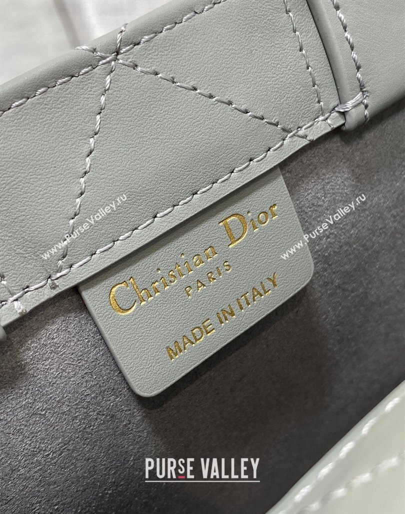 Dior Mini Book Tote Bag in Macrocannage Calfskin with Strap Grey 2024 (XXG-240523013)