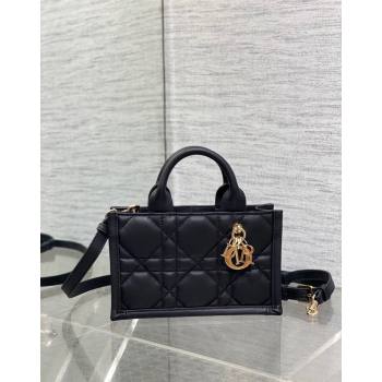 Dior Mini Book Tote Bag in Macrocannage Calfskin with Strap Black 2024 (XXG-240523014)