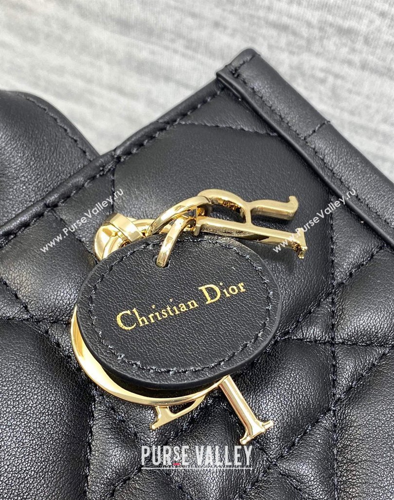 Dior Mini Book Tote Bag in Macrocannage Calfskin with Strap Black 2024 (XXG-240523014)