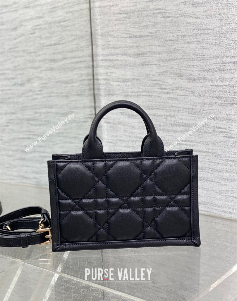 Dior Mini Book Tote Bag in Macrocannage Calfskin with Strap Black 2024 (XXG-240523014)