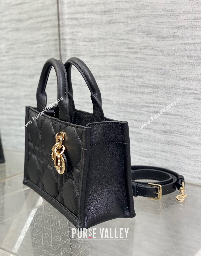 Dior Mini Book Tote Bag in Macrocannage Calfskin with Strap Black 2024 (XXG-240523014)