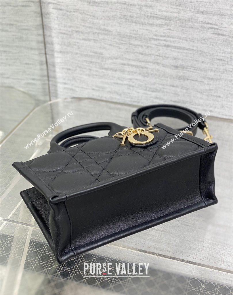 Dior Mini Book Tote Bag in Macrocannage Calfskin with Strap Black 2024 (XXG-240523014)