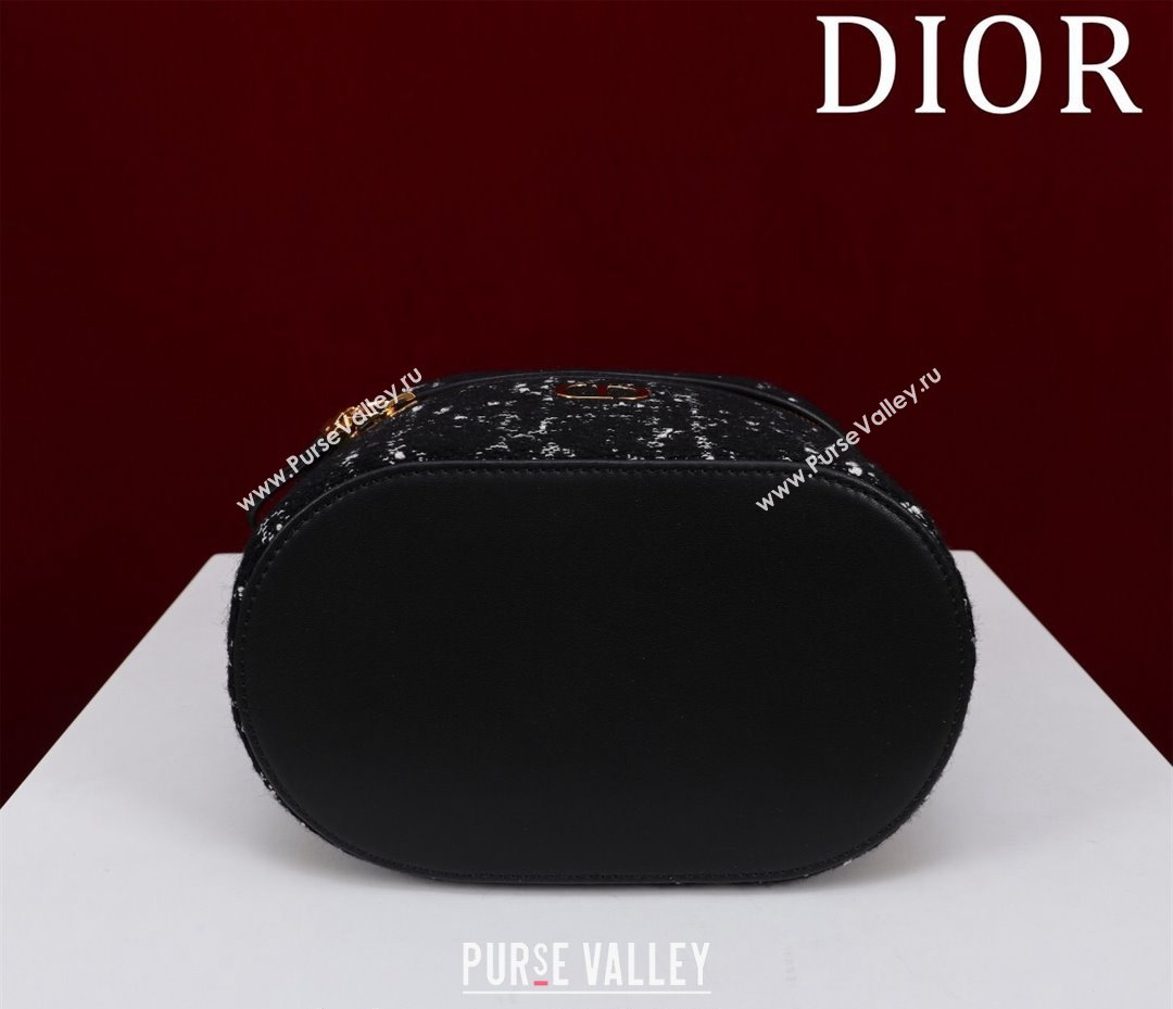 Dior Caro Small Vanity Case in Black Cannage Tweed 2024 (XXG-240523002)