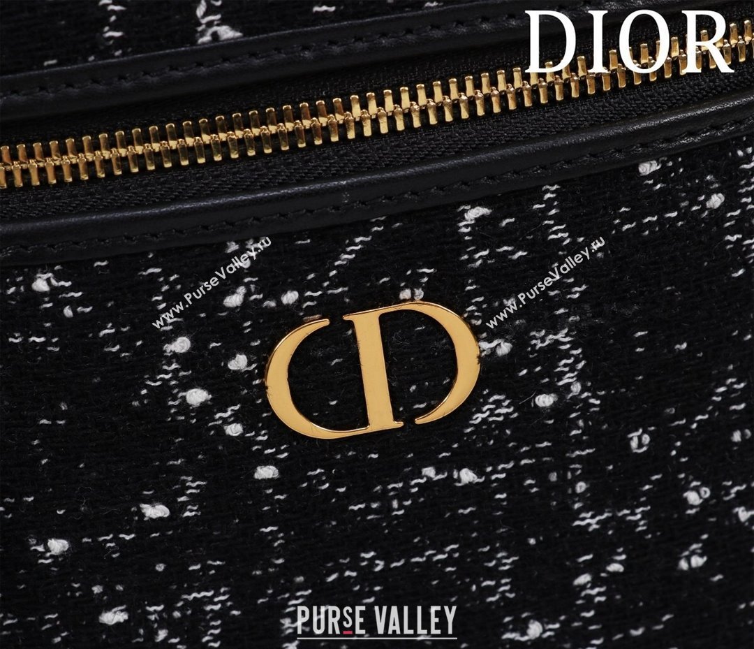 Dior Caro Small Vanity Case in Black Cannage Tweed 2024 (XXG-240523002)