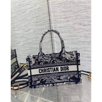 Dior Mini Book Tote Bag with Strap in Pink Toile de Jouy Reverse Embroidery Blue 2024 (BF-240523020)