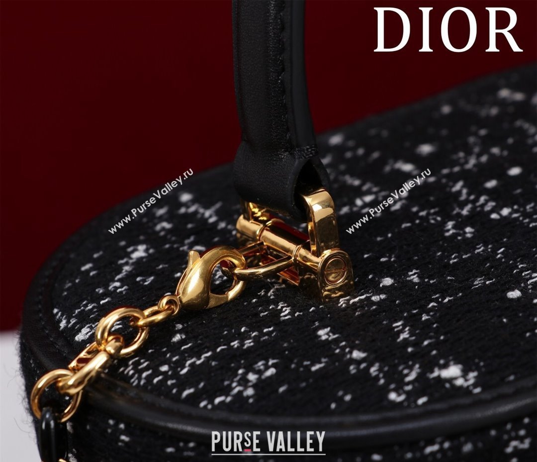 Dior Caro Small Vanity Case in Black Cannage Tweed 2024 (XXG-240523002)