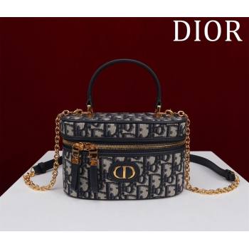 Dior 30 Montaigne Mini Vanity Case in Blue Dior Oblique Jacquard 2024 (XXG-240523003)