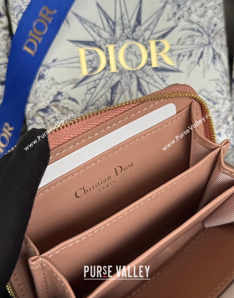 Dior Caro Zipped Wallet in Patent Cannage Calfskin Nude 2024 0523 (XXG-240523025)