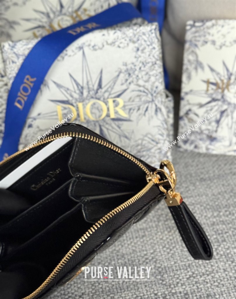 Dior Caro Zipped Wallet in Patent Cannage Calfskin Black 2024 0523 (XXG-240523027)