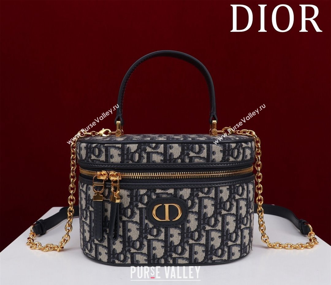 Dior 30 Montaigne Small Vanity Case in Blue Dior Oblique Jacquard 2024 (XXG-240523004)