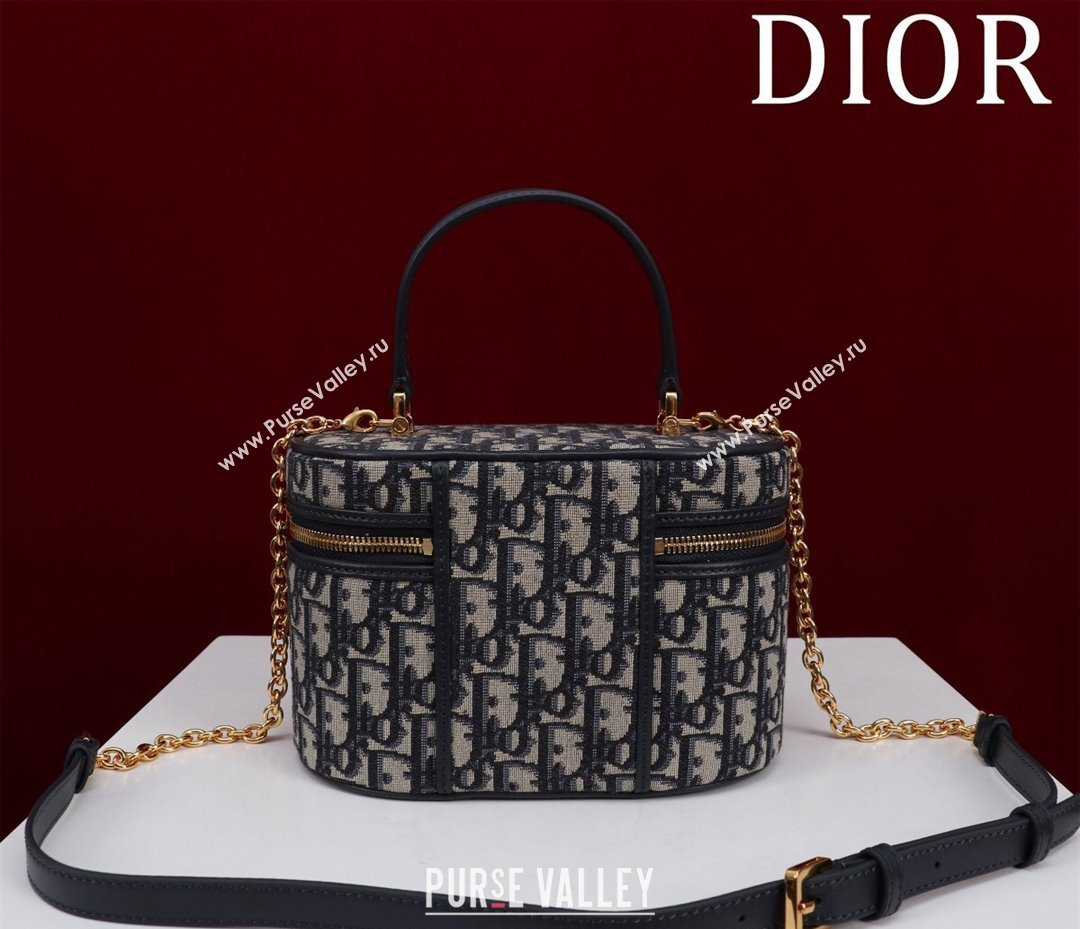 Dior 30 Montaigne Small Vanity Case in Blue Dior Oblique Jacquard 2024 (XXG-240523004)