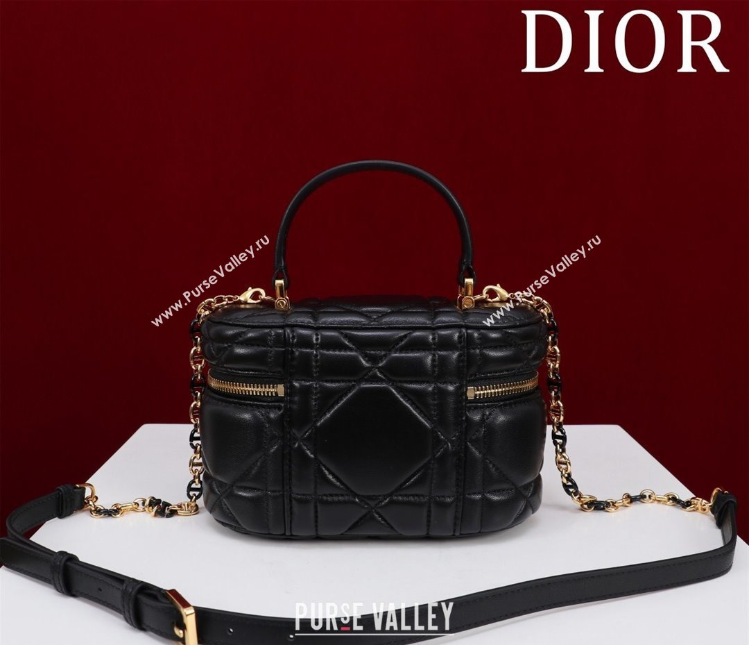 Dior Caro Mini Vanity Case in Black Macrocannage Lambskin 2024 (XXG-240523005)