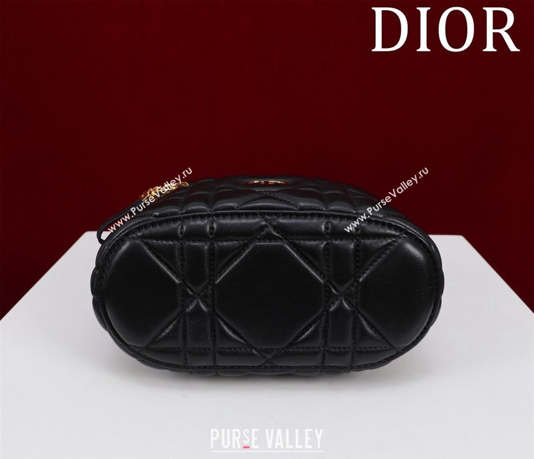 Dior Caro Mini Vanity Case in Black Macrocannage Lambskin 2024 (XXG-240523005)