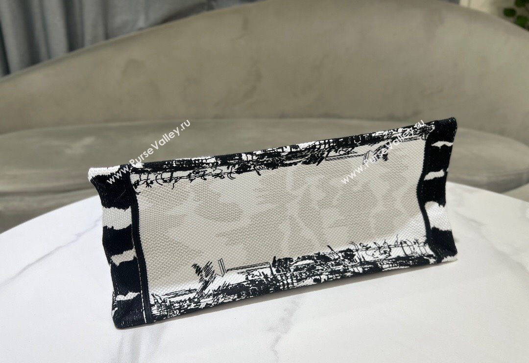 Dior Medium Book Tote Bag in White and Black Paris Embroidery 2024 (BF-240523033)
