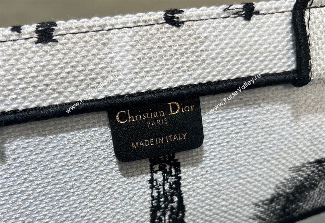 Dior Medium Book Tote Bag in White and Black Paris Embroidery 2024 (BF-240523033)