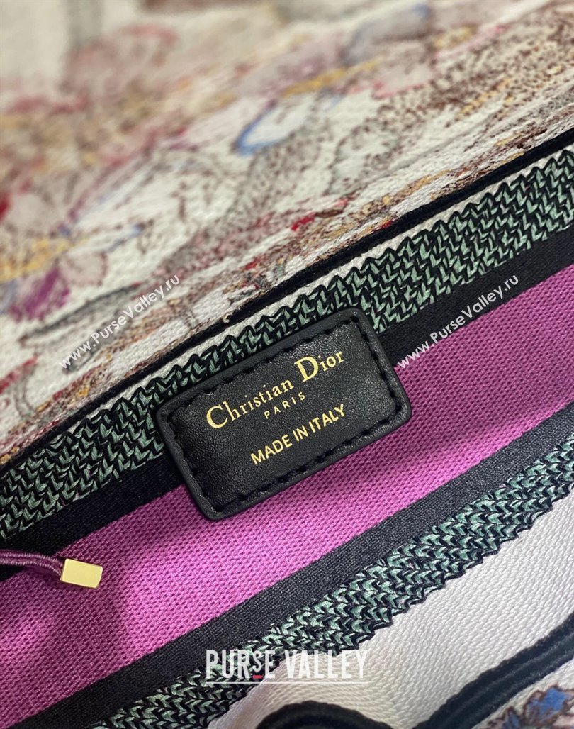 Dior Sac Lady D-lite Medium Bag in Multicolor Dior 4 Saisons Éte Soleil Embroidery Purple 2024 (XXG-240523035)