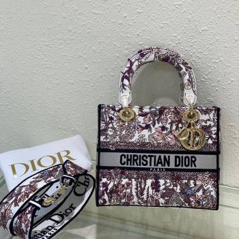 Dior Sac Lady D-lite Medium Bag in Multicolor Dior 4 Saisons Éte Soleil Embroidery Grey 2024 (XXG-240523036)
