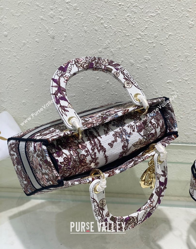 Dior Sac Lady D-lite Medium Bag in Multicolor Dior 4 Saisons Éte Soleil Embroidery Grey 2024 (XXG-240523036)