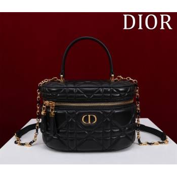 Dior Caro Small Vanity Case in Black Macrocannage Lambskin 2024 (XXG-240523006)