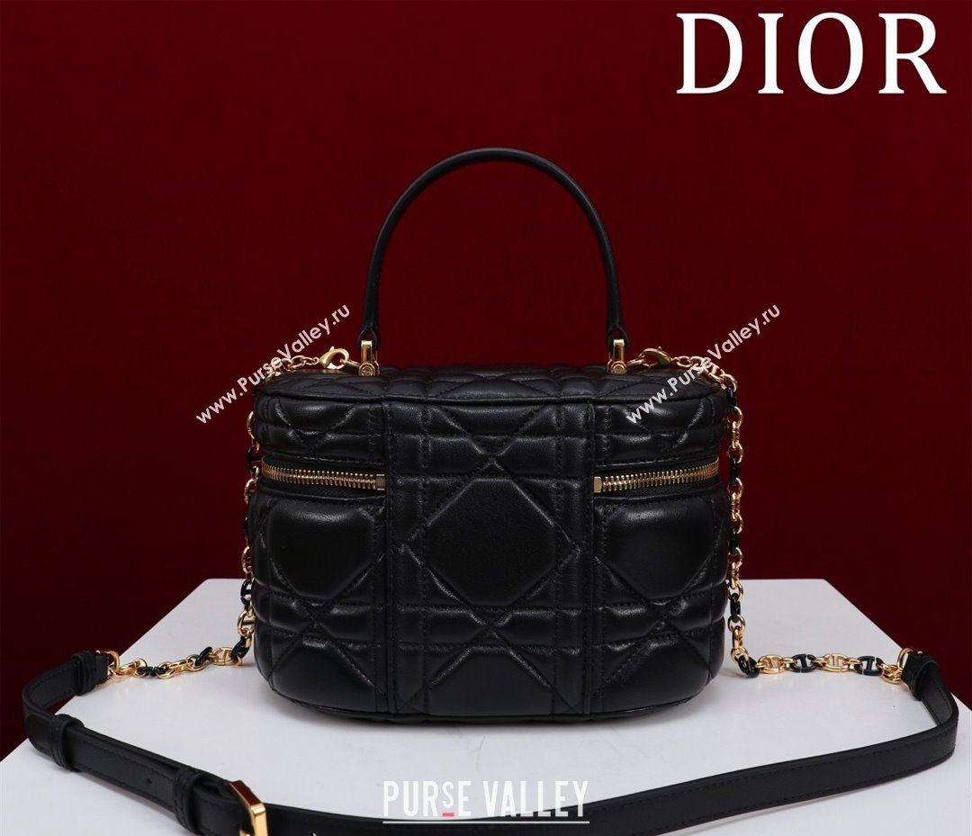 Dior Caro Small Vanity Case in Black Macrocannage Lambskin 2024 (XXG-240523006)