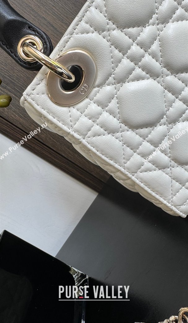 Dior Mini Lady Dior Bag in Two-Tone Cannage Lambskin 0505 White/Black 2024 (XXG-240523059)