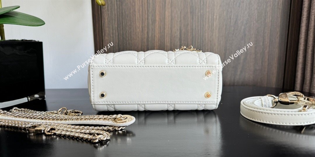 Dior Mini Lady Dior Bag in Two-Tone Cannage Lambskin 0505 White/Black 2024 (XXG-240523059)