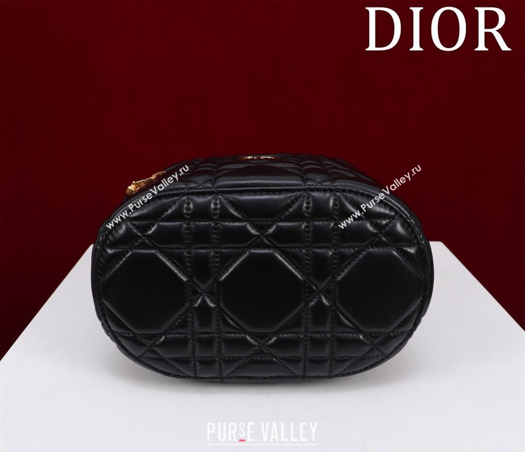 Dior Caro Small Vanity Case in Black Macrocannage Lambskin 2024 (XXG-240523006)