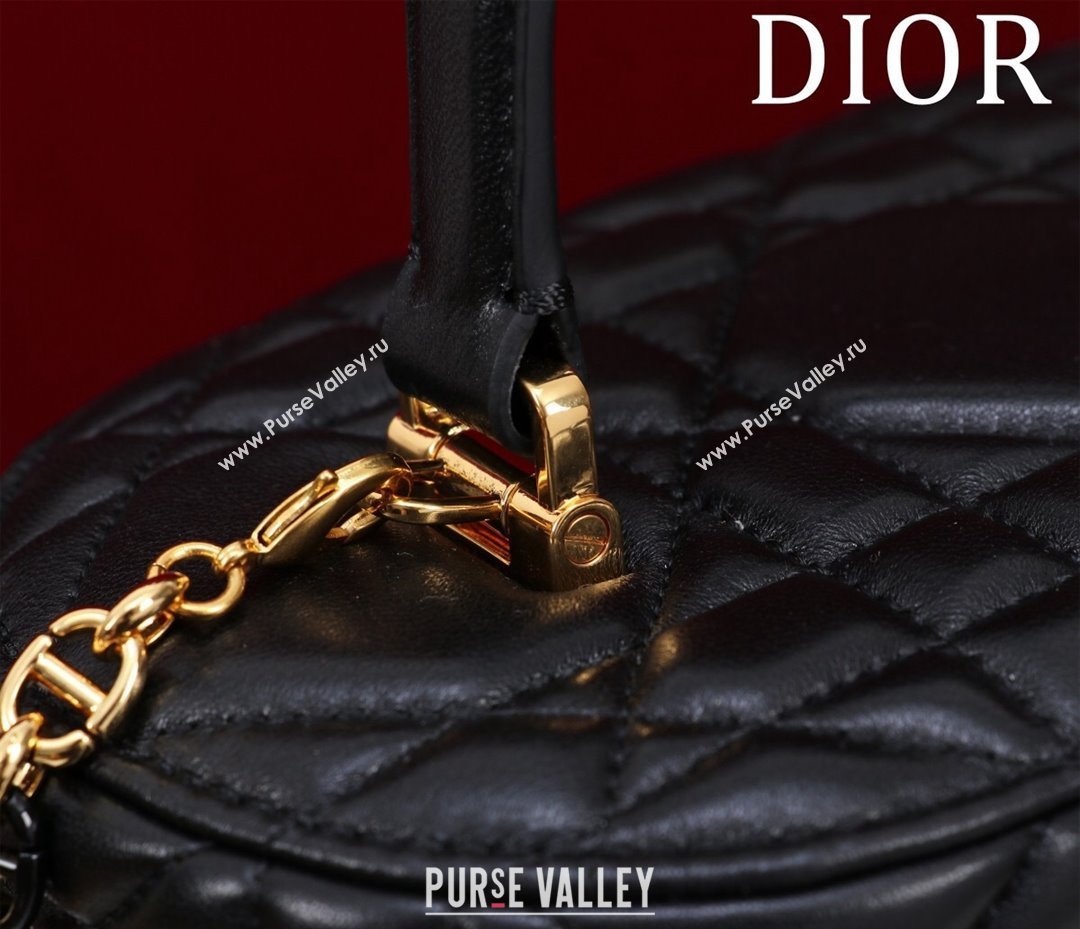 Dior Caro Small Vanity Case in Black Macrocannage Lambskin 2024 (XXG-240523006)