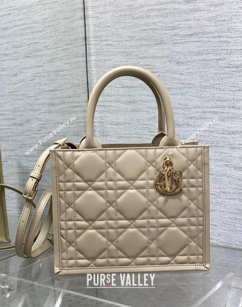 Dior Small Book Tote Bag in Macrocannage Calfskin Beige 2024 (XXG-240523007)