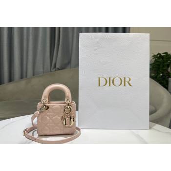 Dior Micro Lady Dior Bag in Powder Pink Cannage Lambskin 2024 0523 (BF-240523053)