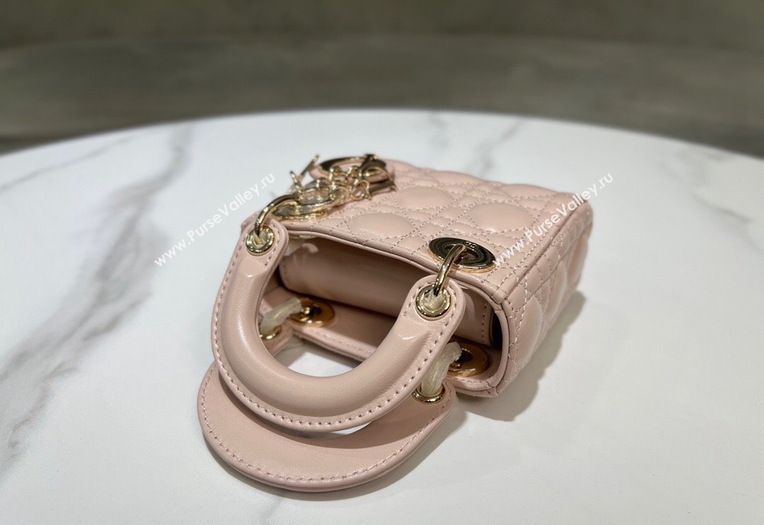 Dior Micro Lady Dior Bag in Powder Pink Cannage Lambskin 2024 0523 (BF-240523053)