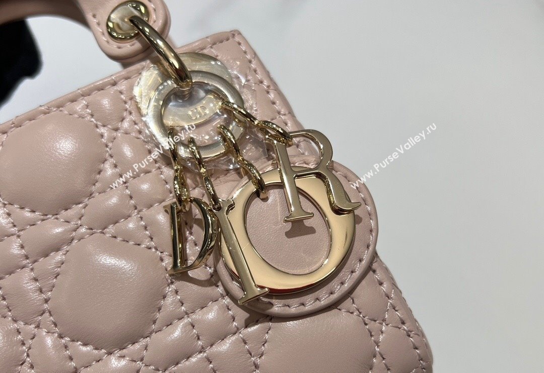 Dior Micro Lady Dior Bag in Powder Pink Cannage Lambskin 2024 0523 (BF-240523053)