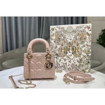 Dior Mini Lady Dior Bag in Powder Pink Cannage Lambskin 2024 0523 (XXG-240523054)
