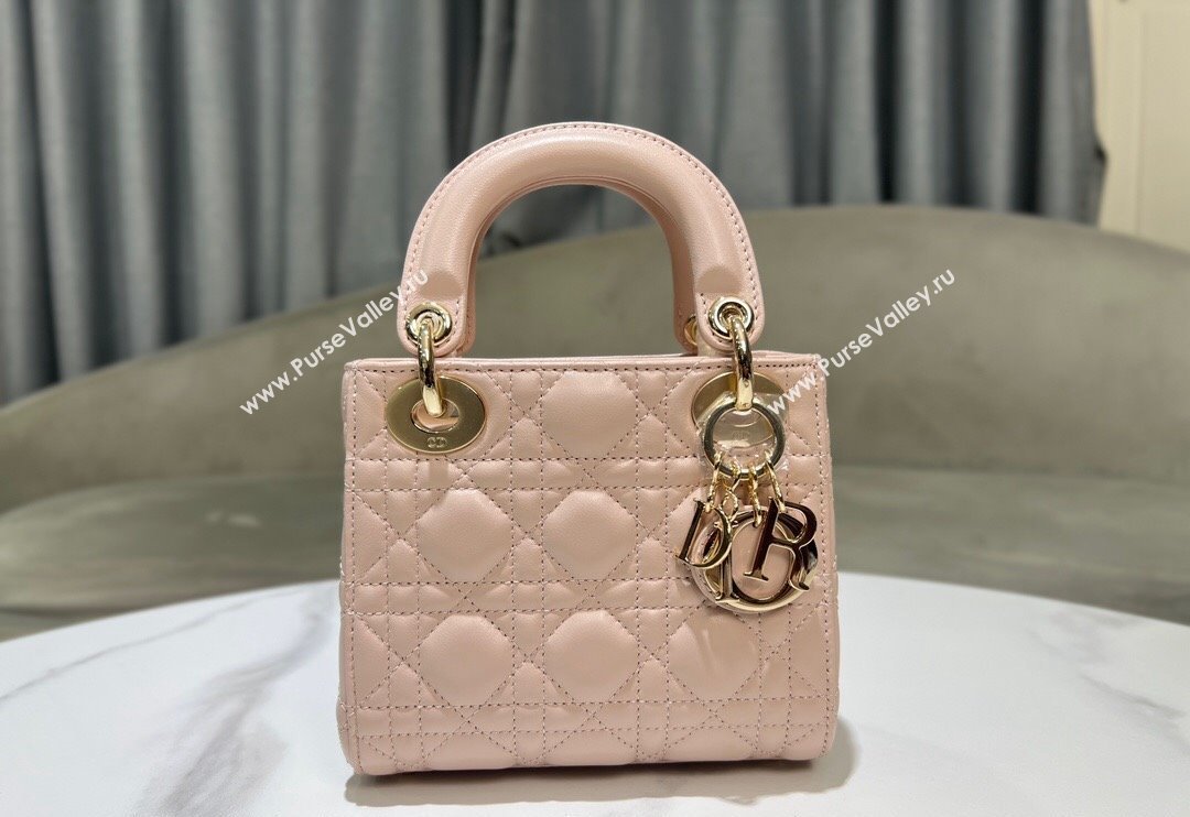 Dior Mini Lady Dior Bag in Powder Pink Cannage Lambskin 2024 0523 (XXG-240523054)