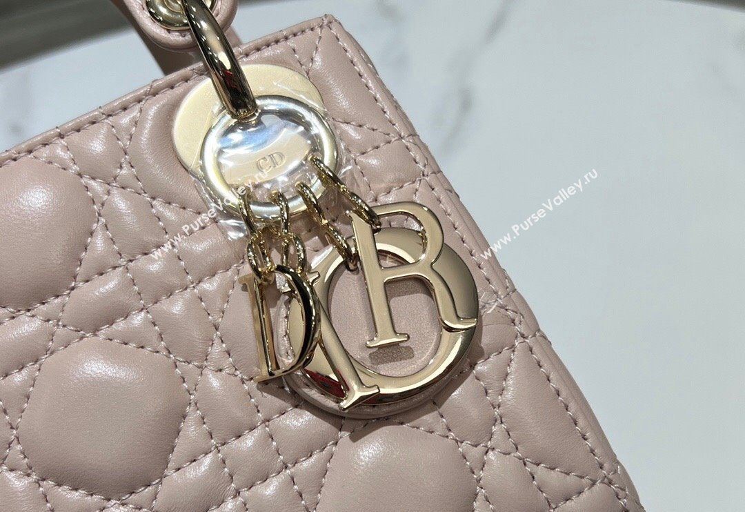 Dior Mini Lady Dior Bag in Powder Pink Cannage Lambskin 2024 0523 (XXG-240523054)