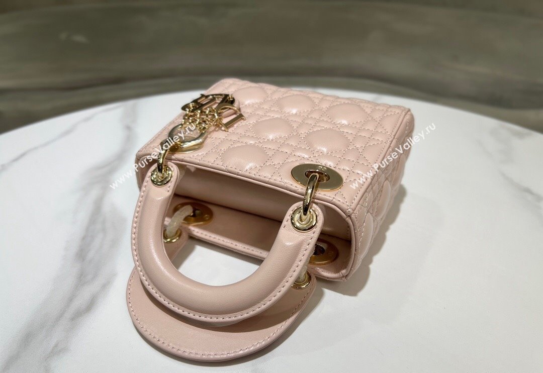 Dior Mini Lady Dior Bag in Powder Pink Cannage Lambskin 2024 0523 (XXG-240523054)