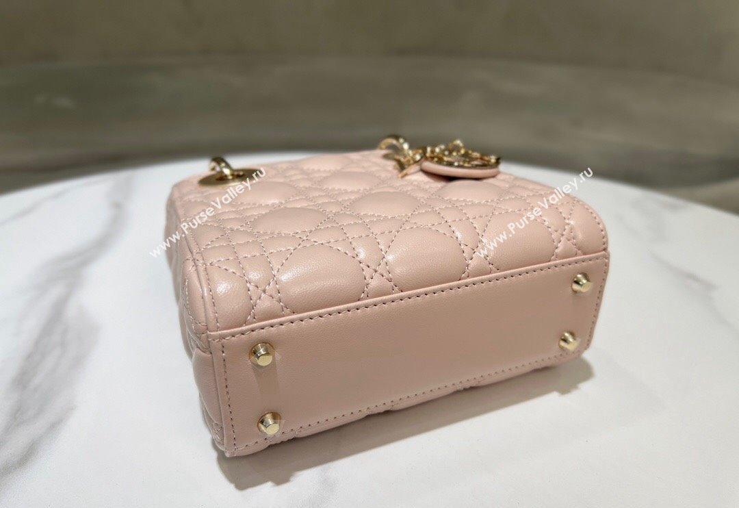 Dior Mini Lady Dior Bag in Powder Pink Cannage Lambskin 2024 0523 (XXG-240523054)