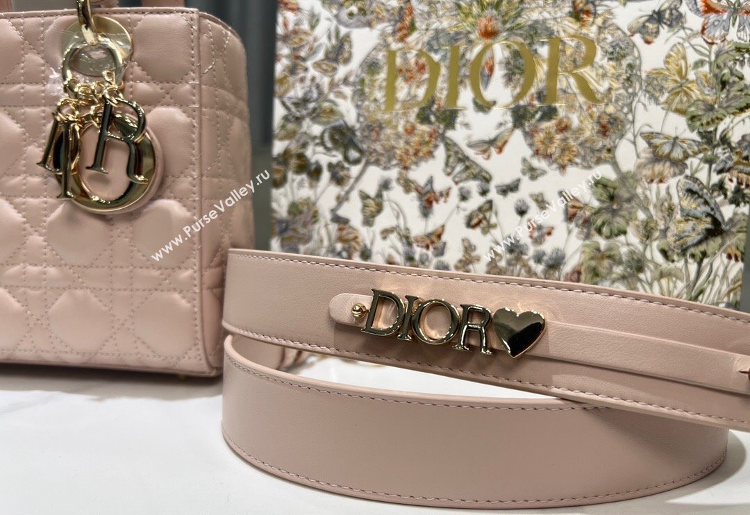 Dior Small Lady My ABCDior Bag in Powder Pink Cannage Lambskin 2024 0523 (XXG-240523055)