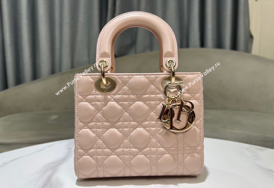 Dior Small Lady My ABCDior Bag in Powder Pink Cannage Lambskin 2024 0523 (XXG-240523055)