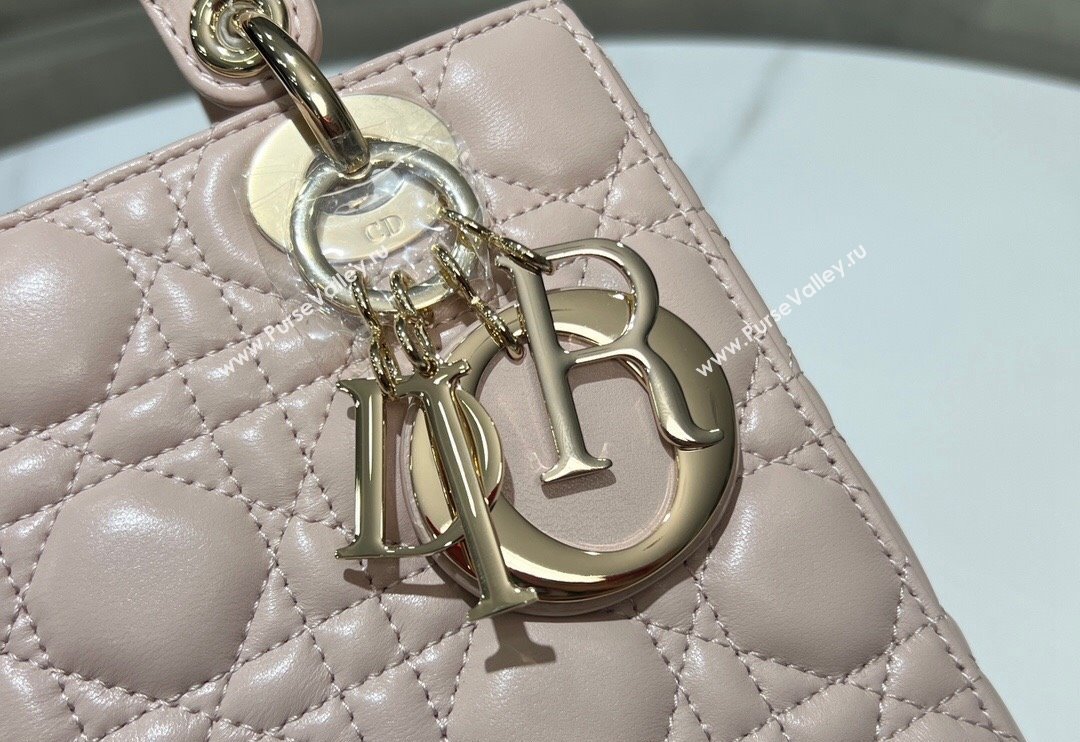 Dior Small Lady My ABCDior Bag in Powder Pink Cannage Lambskin 2024 0523 (XXG-240523055)