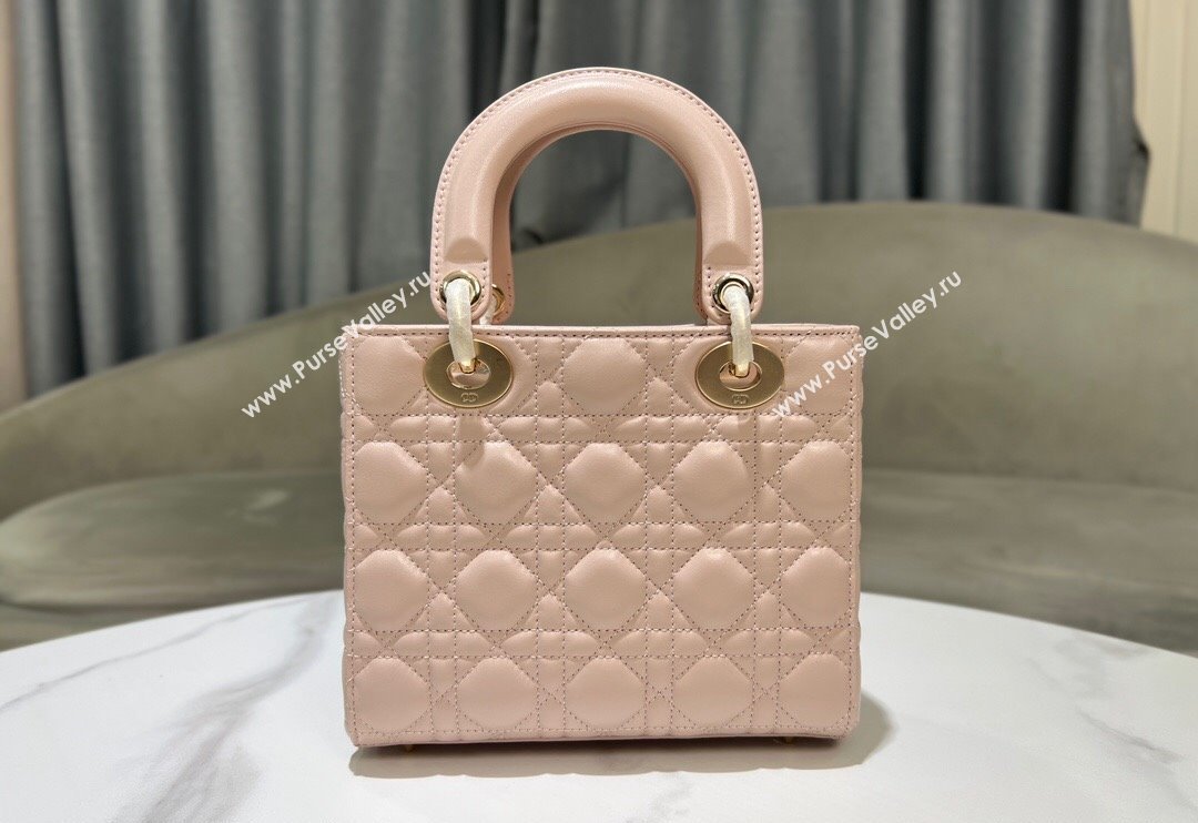 Dior Small Lady My ABCDior Bag in Powder Pink Cannage Lambskin 2024 0523 (XXG-240523055)