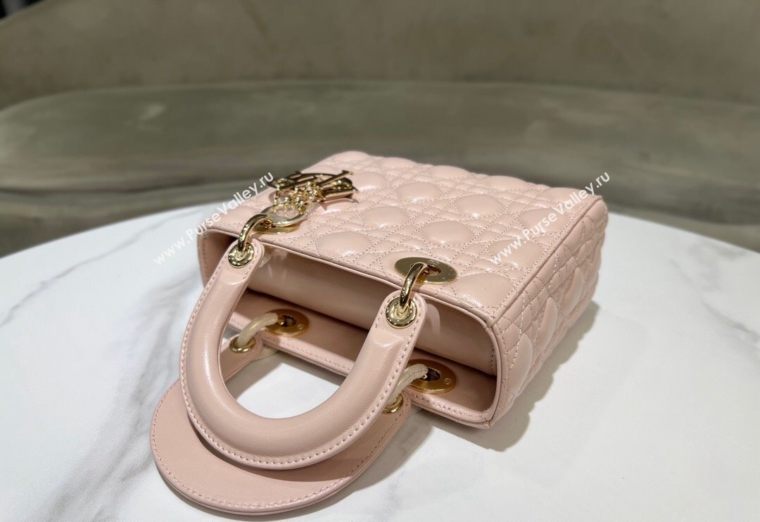 Dior Small Lady My ABCDior Bag in Powder Pink Cannage Lambskin 2024 0523 (XXG-240523055)