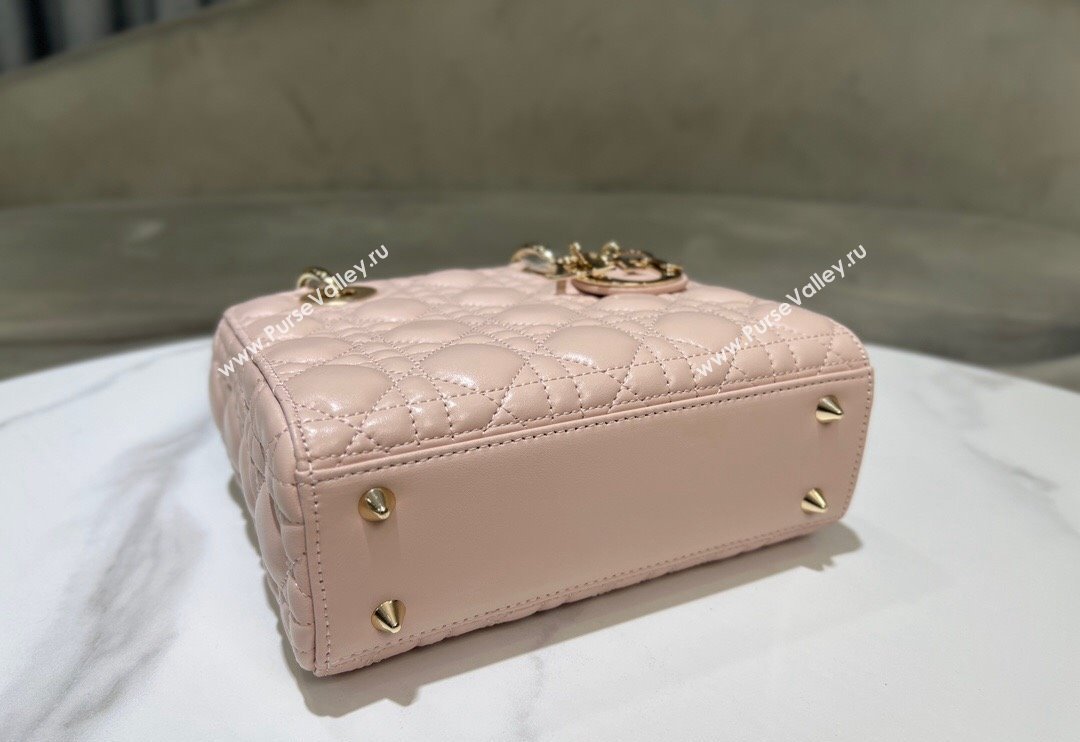 Dior Small Lady My ABCDior Bag in Powder Pink Cannage Lambskin 2024 0523 (XXG-240523055)